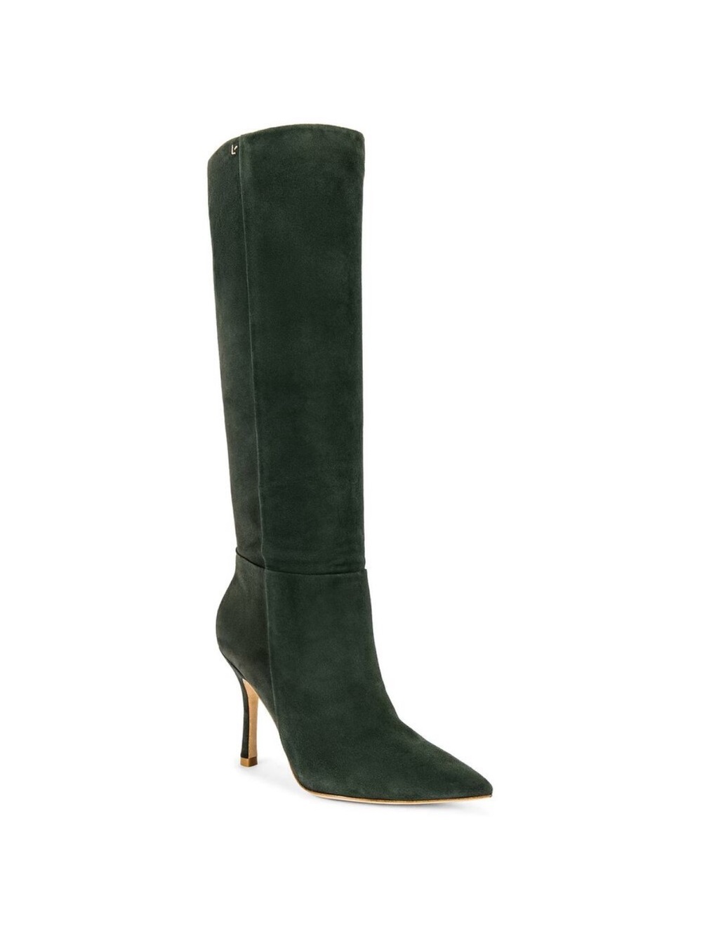 Larroude Kate Pull On Pointed Toe Knee High Boots Suede Military Green Size 9
